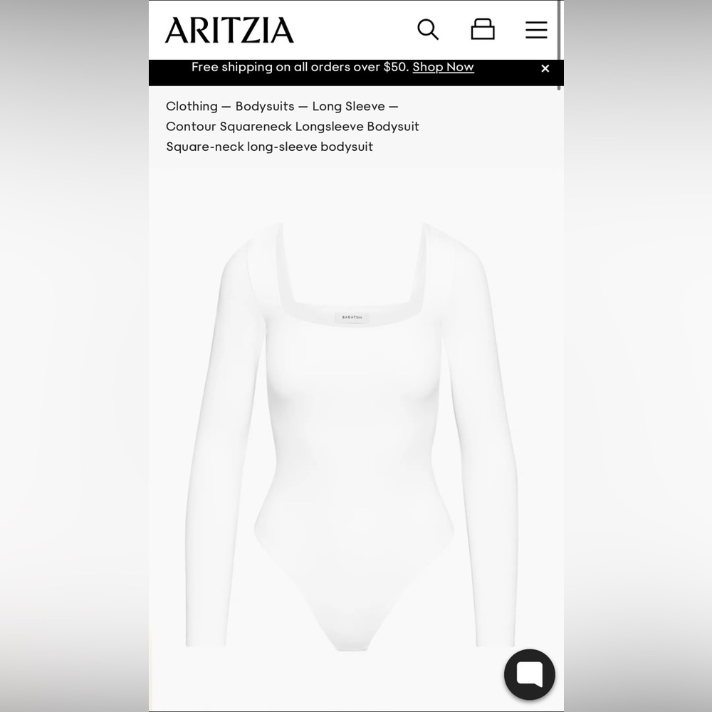 Aritzia Babaton Contour Squarenck Longsleeve Bodysuit. BNWT. Size medium.